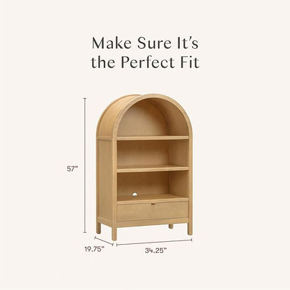 Babyletto Bondi Bookcase | Space-Saving Storage for Small Rooms, Kids Bedroom & Living Room | GREENGUARD Gold Certified Book Case | Assembled Wooden Book Shelf with Adjustable Shelf & Drawer - Honey
