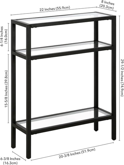 Henn&Hart 22" Wide Rectangular Console Table in Blackened Bronze, Entryway Table, Accent Table for Living Room, Hallway