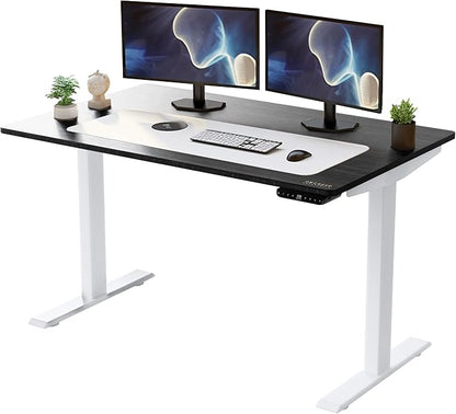 Rise Up Electric Standing Desk Adjustable Height 24-49" Dual Motor One Piece 60x30 Bamboo Large Standing Desk, Sit Stand Desk Rising Desk Home Office
