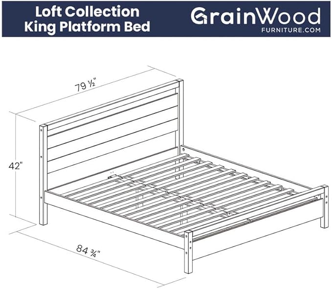 Grain Wood Furniture Loft King Size Solid Wood Bed with an Acacia Finish