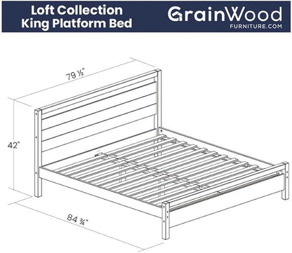 Grain Wood Furniture Loft King Size Solid Wood Bed with an Acacia Finish