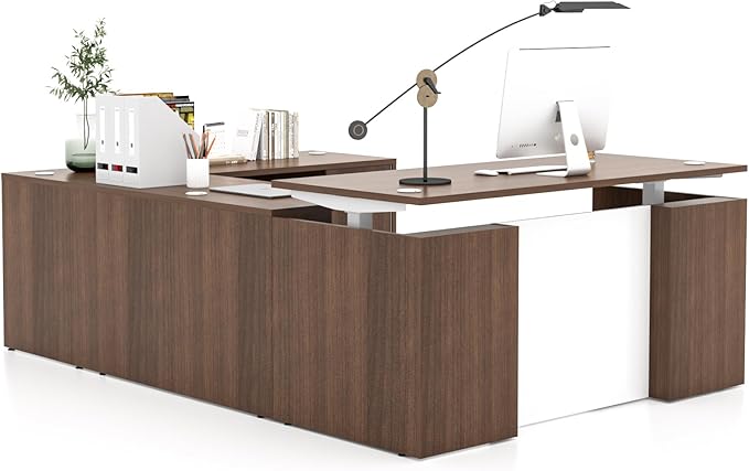 Adjustable Height Executive Standing Desk | Dual Motor Electric Sit-Stand Workstation with 4 Memory Handsetctric Sit-Stand Desk with Lockable Storage (1, U-Shape)