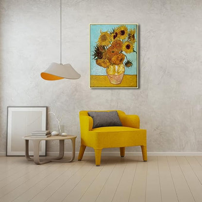 Wieco Art Framed Art Sunflower Large Canvas Prints Wall Art by Vincent Van Gogh Oil Paintings Framed Canvas Wall Art for Living Room Wall Decor Bedroom Home Office Decor