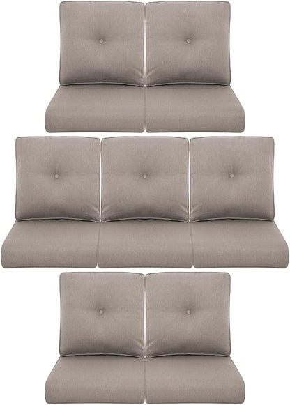 7-Piece Outdoor Patio Cushion Set - Fade & Water Resistant with Removable Olefin Cover, 22x24x4 Inch Memory Foam Cushions for Wicker Sectional Sof - Grey/Buckle