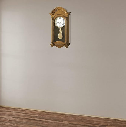 Howard Miller Amanda Wall Clock, Golden Finishing Dual-Chime Movement with Round White Dial, Volume Control Wall Mount Adjustable Levelers Perfect for Home Decor, Living Room & Office