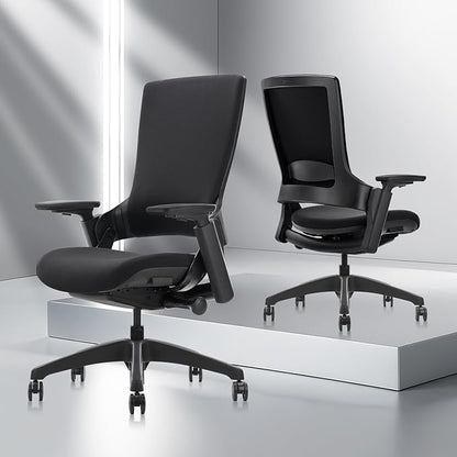 CLATINA Swivel Executive Computer Chair with 3D Armrest and Lumbar Support, Adjustable Ergonomic Fabric Backrest Task Chair for Home Office Conference Room