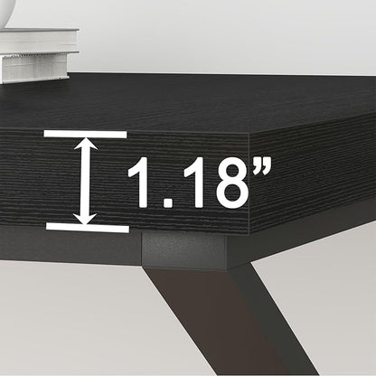 HSH 70 Inch Long Black Desk, Large Metal Wood Computer Desk for 2 Monitors, Modern Home Office PC Laptop Desk for 2 People Executive Writing Work Study Gaming, Simple Bedroom Living Room Black Table