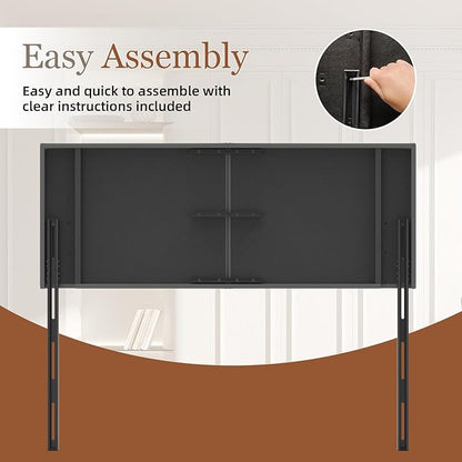 King Size Headboard, Faux Leather Headboard with Solid Wood & Sturdy Metal Legs, Adjustable Height Bed Headboards King Tufted Upholstered in Modern Button Design, Grey