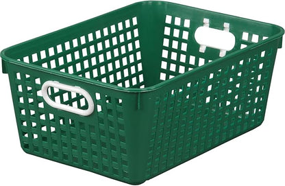 Really Good Stuff Large Plastic Book Baskets, 13.25" by 10" by 5.5" - 12 Pack, Green, Classroom Library Organizer, Toy Storage, Multi-Purpose Organizer Basket
