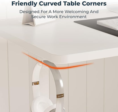 Adjustable Stand Up Desk with Memory Preset, 55 x 24 Inch Standing Desks Electric Desk for Home Office with Splice Board (White)