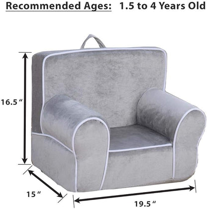 DIBSIES Personalized Creative Wonders Toddler Chair - Ages 1.5 to 4 Years Old (Unpersonalized Gray with White Piping)