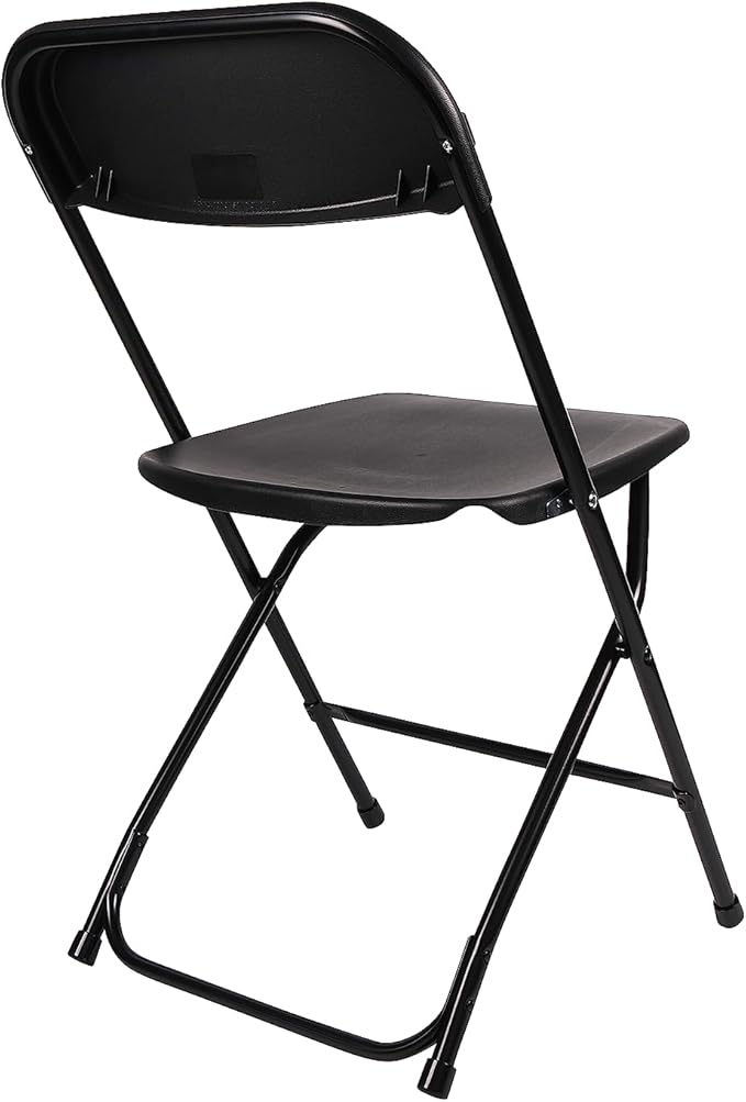 BTEXPERT Set of 10,Black Plastic Folding Chair Steel Frame Commercial High Capacity Event Chair Lightweight Set for Office Wedding Party Picnic Kitchen Dining Church School