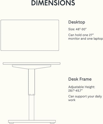 FLEXISPOT EN1 Whole-Piece Standing Desk 48" x 30" Electric Height Adjustable Stand Up Desk Frame w/Automatic Smart Keypad (Black Frame + Maple Top, 2 Packages)
