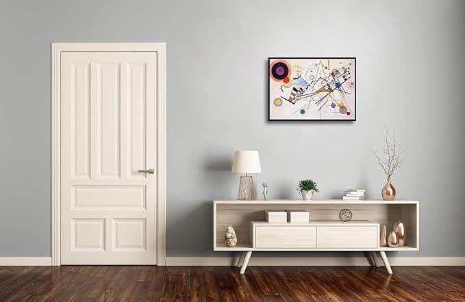 Wieco Art Framed Canvas Wall Art Wassily Kandinsky Composition VIII Picture Print of Famous Paintings Abstract Canvas Prints for Living Room Home Decor and Wall Decorations
