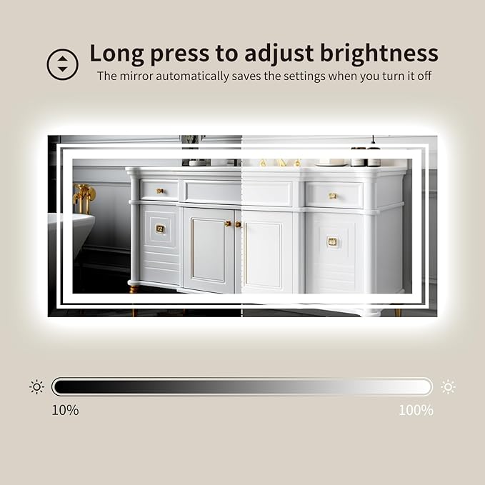 WTTY LED Bathroom Mirror 84''x40'' with Front and Backlight, Large Dimmable LED Vanity Wall Mirrors, Double LED Mirror for Bathroom with Anti-Fog, 3 Colors, Memory Function, Shatter-Proof, ETL Listed