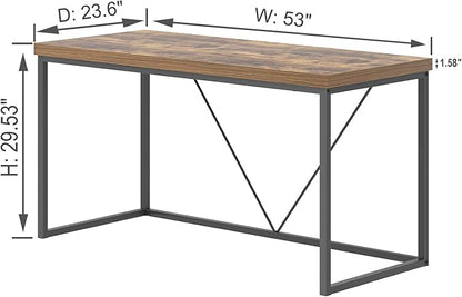 EXCEFUR Industrial Computer Desk, Wood and Metal Home Office Desk, Writing Study Work PC Table for Living Room Bedroom, Rustic Brown, 53 inch