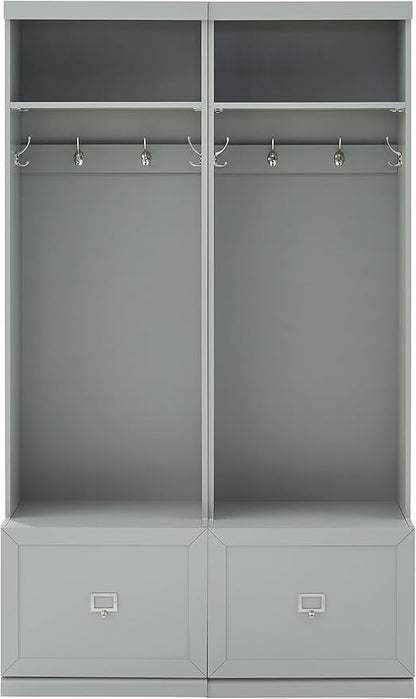 Crosley Furniture Harper 2-Piece Hall Tree Entryway Set with Storage Bench and Coat Rack Hooks for Hanging, Gray