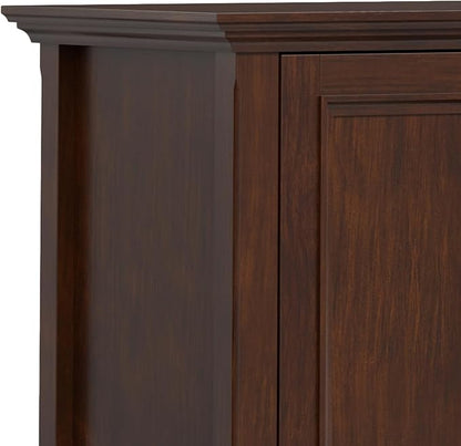 SIMPLIHOME Amherst 72-inch Wide Solid Wood TV Stand in Russet Brown, Transitional-Style Media Console for Living Room with Cable Management and Adjustable Shelves, Fits 80" TVs
