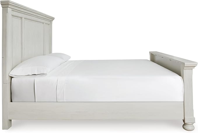 Signature Design by Ashley Robbinsdale Casual Queen Panel Bed, Foundation or Box Spring Required, Wood, 67.75" W x 91.38" D x 60" H, Antiqued White Finish