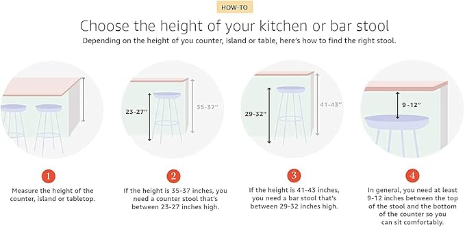 AC Pacific 30” Metal Backless Barstool Set of 2 – Country Rustic Style, Lightweight & Sturdy Build, Easy Assembly – Midnight