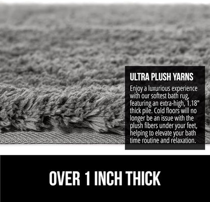 GORILLA GRIP Bathroom Rugs, Ultra Soft Absorbent Mat, Thick Plush Bath Rug, Machine Washable, Microfiber Quick Dry, Mats for Shower, Bathtub and Floor, Home Decor Accessories, 24x17, Gray