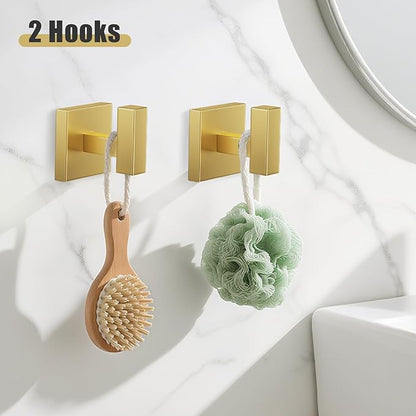 YACVCL 5-Pieces Brushed Gold Bathroom Hardware Accessories Set Stainless Steel Bathroom Towel Bar Set Towel Holder Set for Bathroom,Upgraded Toilet Paper Holder with Shelf,Wall Mounted 23.6"