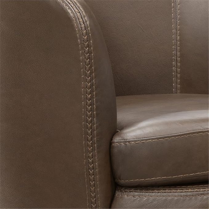 Pemberly Row Vintage Brown All Italian Leather Swivel Club Chair