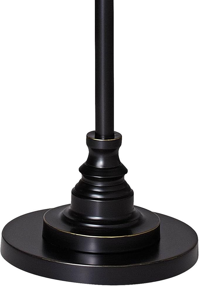 Possini Euro Design Country Cottage Floor Lamp Standing 58" Tall Black Bronze Metal Soft Gold Edging Real Woven Burlap Fabric Drum Shade for Living Room Reading Bedroom Office House Home Decor