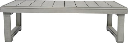 Christopher Knight Home Olaf 4 Pieces Outdoor Conversation Set, Acacia Wood Chat Set, Rectangular Coffee Table and Patio Loveseat with 2 Club Chairs, Patio Furniture Set with Cushion, Beige+Light Grey