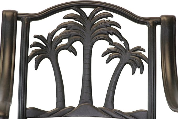 Palm Tree Cast Aluminum Powder Coated 5pc Bar Set with 48" Round Table - Antique Bronze