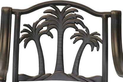Palm Tree Cast Aluminum Powder Coated 5pc Bar Set with 48" Round Table - Antique Bronze
