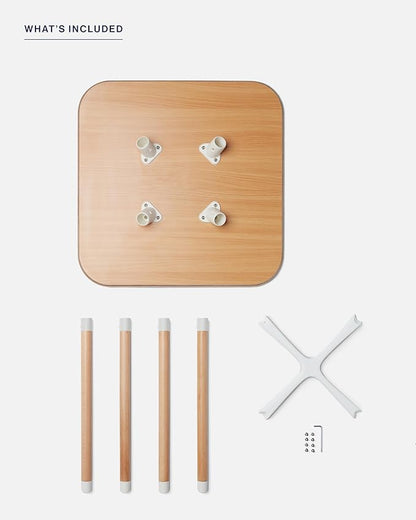 Lalo The Play Kit - Kids Table & Chairs Set with Sustainably Sourced Wood Table & 2 Non-Toxic Bucket Seat Chairs - Safe & Comfortable - Natural/Blueberry