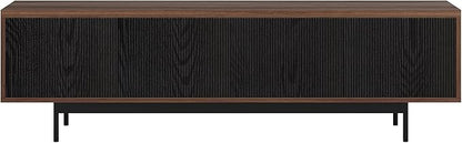 Henn&Hart Rectangular TV Stand for TV's up to 75" in Medium Walnut/Natural Black, for Home, Living Room, Bedroom, Entertainment Room, Office