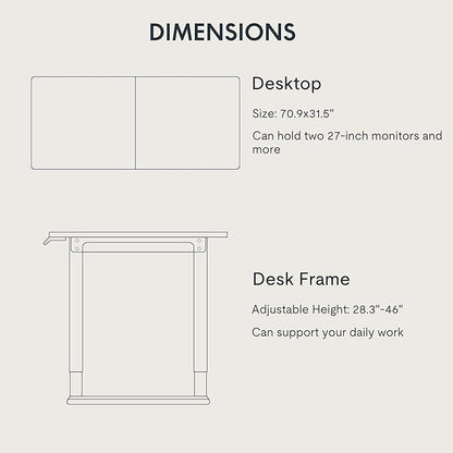 FLEXISPOT 4 Leg Standing Desk 71 x 32 Inch Electric Adjustable Height Sit Stand Desk with Splice Board Home Office Desk, Black Top + Black Frame