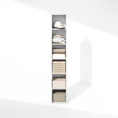 Furinno Cubicle 6-Tier Closet Organizers and Storage, Closet Organizer, Open Shelf Closet Storage, for Wardrobe, Bedroom, Living Room, White