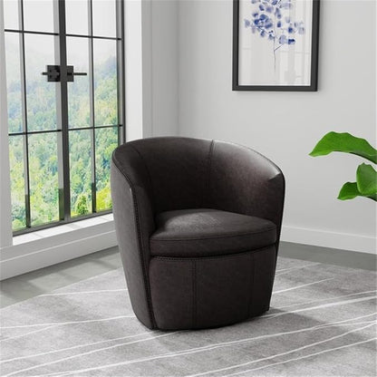 Pemberly Row Vintage Slate All Italian Leather Swivel Club Chair