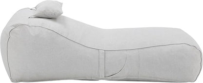 Christopher Knight Home Morton Outdoor Bean Bag Chair, Fabric Bean Bag Chair for Adults and Kids, Indoor/Outdoor Sun Lounger with Headrest, Patio Chaise Lounge Chair, Light Gray