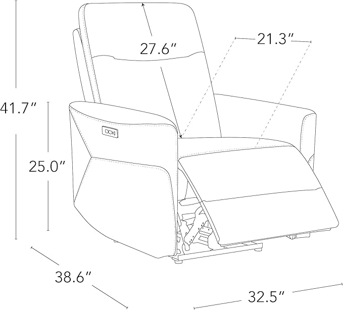 CHITA Leather Power Recliner Chair for Adults, Electric Wall Hugger Recliner for Small Spaces, Modern Living Room and RV Recliner Chair with Power Headrest & Charging Ports, Creamy Grey