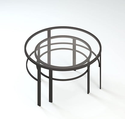 Henn&Hart Round Nested Coffee Table in Blackened Bronze, Coffee Table coffee tables for living room, studio apartment essentials, 36" Wide