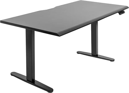 Mount-It! 60" Dual Motor Electric Standing Desk – Adjustable Height Sit Stand Desk with Memory Settings, Cable Management, Black Frame & Black Top