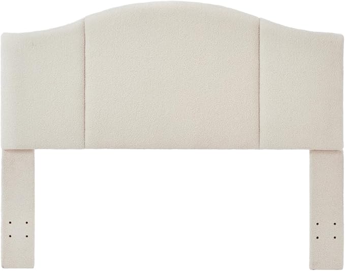 24KF Middle Century Upholstered Foldable Headboard, Modern Boucle Teddy Fabric Queen/Full Headboard 6033-Q-Cream