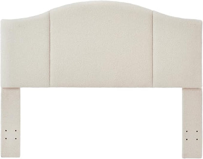 24KF Middle Century Upholstered Foldable Headboard, Modern Boucle Teddy Fabric Queen/Full Headboard 6033-Q-Cream