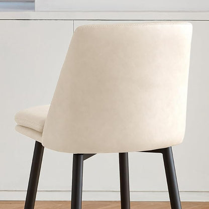 Beige Counter Height Bar Stools Set of 2, 26 Inch Seat Height with Back and Metal Legs, 360° Swivel Upholstered Faux Leather Swivel Bar Stools