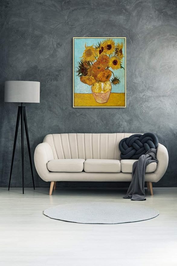 Wieco Art Framed Art Sunflower Large Canvas Prints Wall Art by Vincent Van Gogh Oil Paintings Framed Canvas Wall Art for Living Room Wall Decor Bedroom Home Office Decor