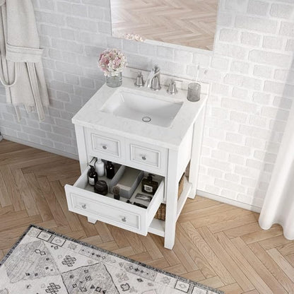 Hanover Tremont 24'' Vanity Cabinet with Sink Combo for Bathroom, Powder Room | Pre-Assembled Cabinet | 1 Drawer, Bottom Shelf | Artificial Stone Countertop | White Cabinet | HANVN0107-24-1WH