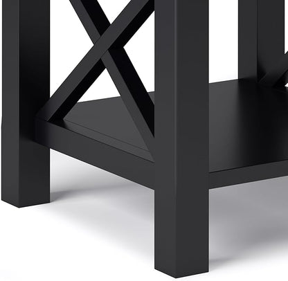 SIMPLIHOME Kitchener SOLID WOOD 21 inch Wide Square Contemporary End Table in Black for the Living Room and Bedroom