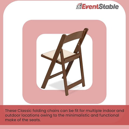 EventStable Titan PRO Resin Folding Chair - Brown with Ivory Indoor/Outdoor Lightweight Foldable Chair with Vinyl Padded for Weddings Parties Events - 50 Pack