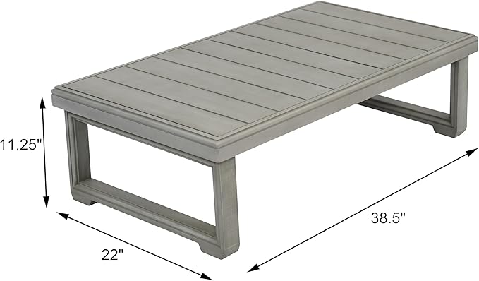 Christopher Knight Home Rammus 2 Pieces Outdoor Conversation Set, Acacia Wood Chat Set, Rectangular Coffee Table and Patio Loveseat Sofa, Slat Design Patio Furniture Set for Garden, Beige + Light Grey