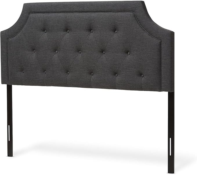 Maykoosh Adjustable Wood Post Headboard - Button Tufted Upholstered Bedroom Headboard Queen/Dark Gray