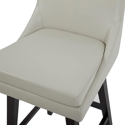 CHITA Bar Height Swivel Barstool with Back Set of 2, FSC Certified Upholstered Bar Stool, 30.7" H Seat Height, PU Leather in Creamy Gray